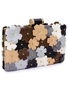 Flower Box Clutch In Leather