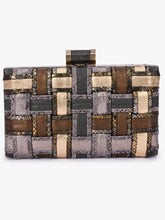 Load image into Gallery viewer, Multi Colored Leather Cross Weave Box Clutch