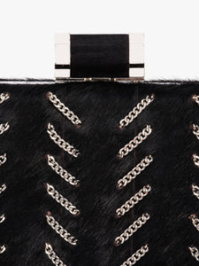 Chain Woven Pony Leather Box Clutch