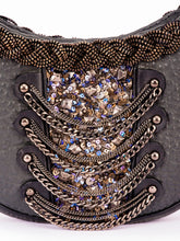 Load image into Gallery viewer, Sequin &amp; Chain Embellished Small Leather Bag