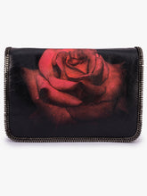 Load image into Gallery viewer, Rose Printed Leather Fold-over Clutch