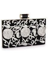 Load image into Gallery viewer, Metallic Thread Floral Embroidered Box Clutch