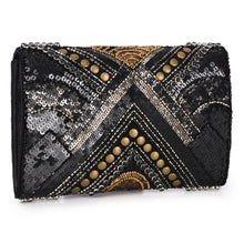 Load image into Gallery viewer, Abstract Patterned Embellished Fold-over Clutch