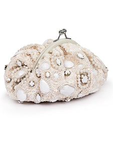 Sequinned Frame Purse With Stone Embellishment