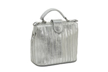 Load image into Gallery viewer, Pleated Metallic leather Grab Handle cum crossbody