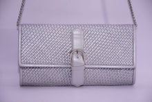Load image into Gallery viewer, LEATHER WOVEN FOLDOVER CLUTCH