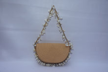 Load image into Gallery viewer, RAFFIA SADDLE BAG WITH SHELLS &amp; PEARLS