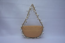 Load image into Gallery viewer, RAFFIA SADDLE BAG WITH SHELLS &amp; PEARLS