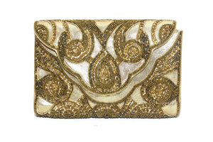 BEADED CUTWORK FOLDOVER CLUTCH