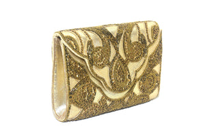 BEADED CUTWORK FOLDOVER CLUTCH