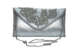 Envelope clutch with beaded cutwork