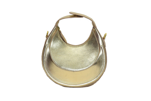 Metallic Suede & Leather Grab Handle Bag