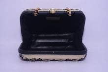 Load image into Gallery viewer, FLOCKED LEATHER BEADED BOX CLUTCH