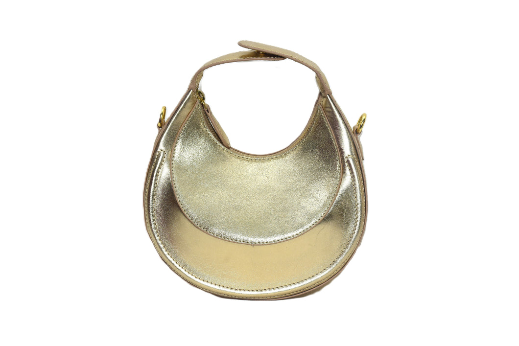 Metallic Suede & Leather Grab Handle Bag