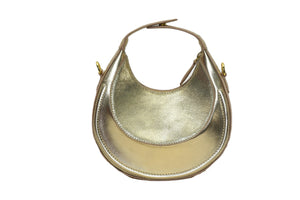 Metallic Suede & Leather Grab Handle Bag