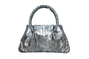 Foiled snake braided handle purse