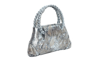 Foiled snake braided handle purse