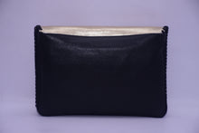 Load image into Gallery viewer, FLOCKED LEATHER BEADED FOLDOVER CLUTCH