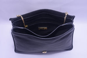 FLOCKED LEATHER BEADED FOLDOVER CLUTCH