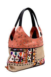 Leather & Mirrorwork Tote