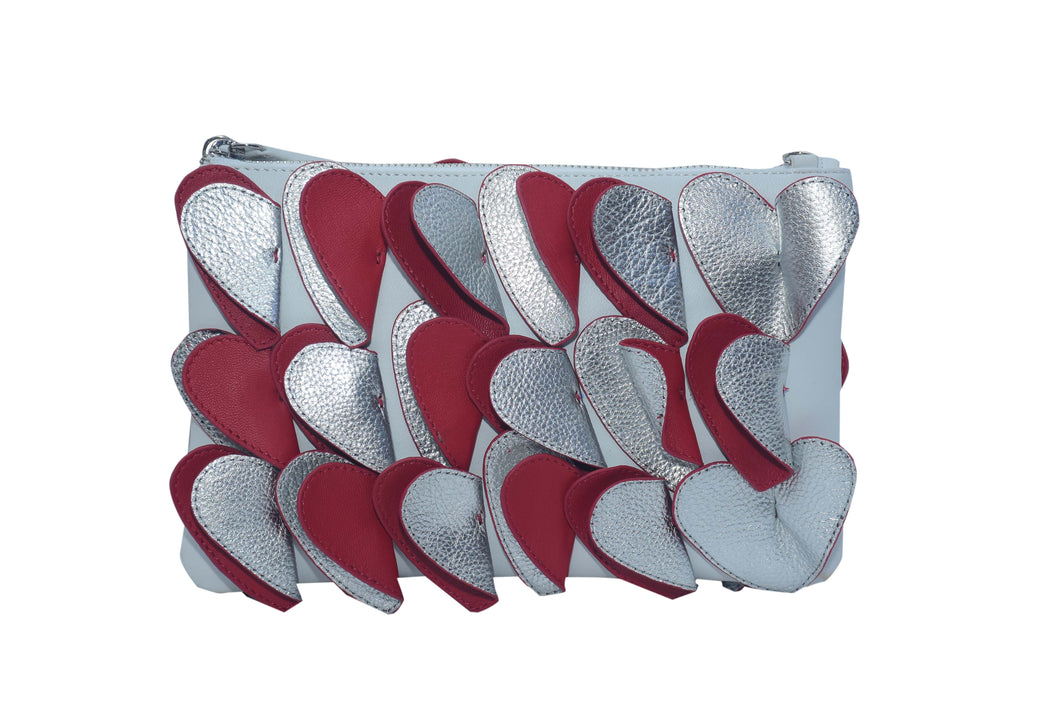 HEART APPLIQUE ZIP CLUTCH & CROSSBODY
