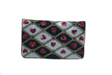 Load image into Gallery viewer, HEART EMBELLISHMENT FOLDOVER CLUTCH