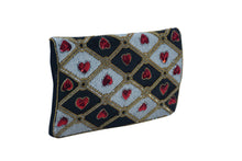 Load image into Gallery viewer, HEART EMBELLISHMENT FOLDOVER CLUTCH