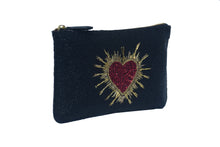 Load image into Gallery viewer, HEARTS BEADED ZIP CLUTCH