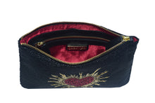 Load image into Gallery viewer, HEARTS BEADED ZIP CLUTCH