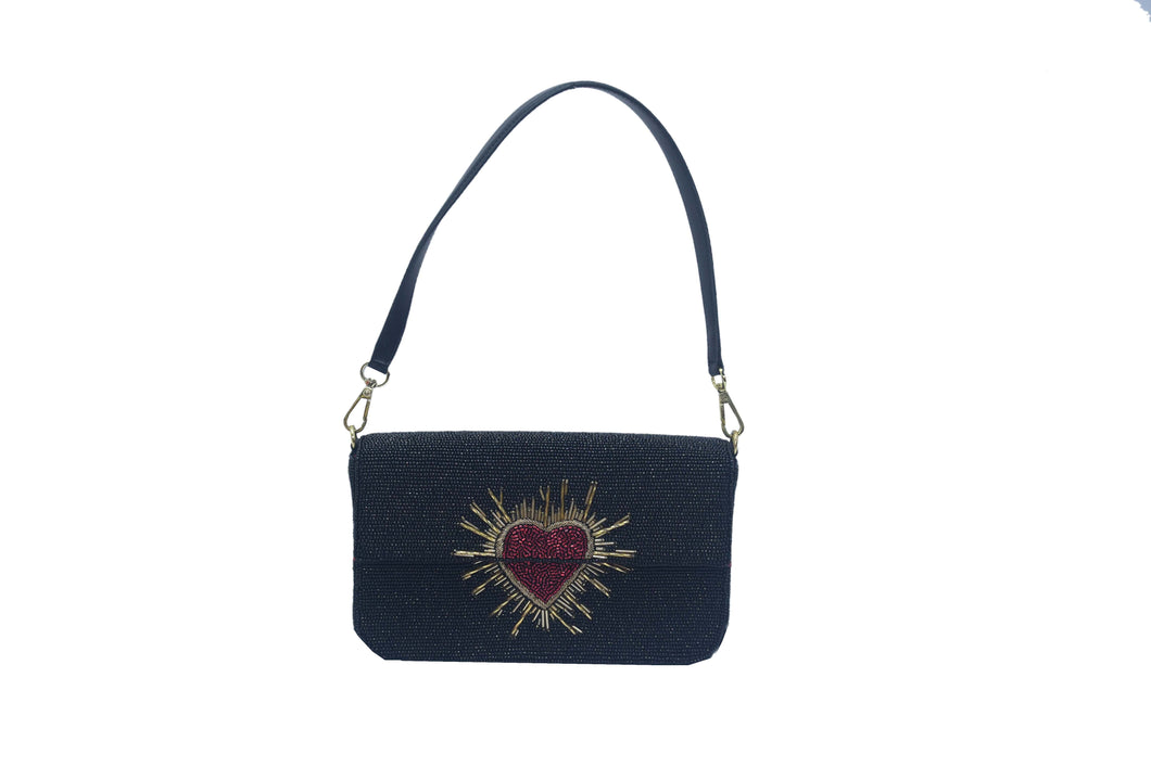 HEARTS BEADED SHOULDER BAG