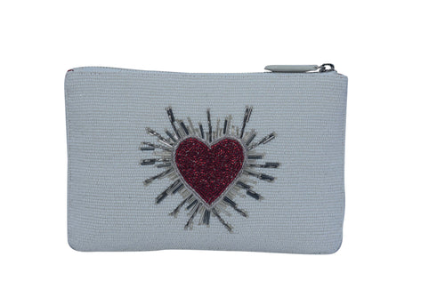 HEARTS BEADED ZIP CLUTCH