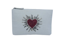 Load image into Gallery viewer, HEARTS BEADED ZIP CLUTCH