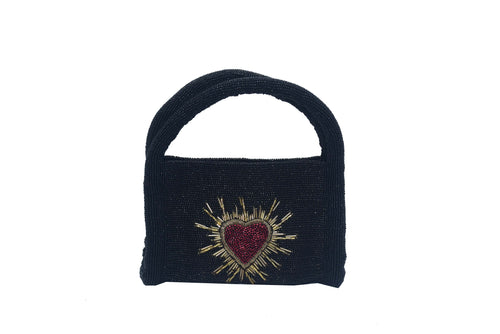 HEARTS BEADED BARREL BAG