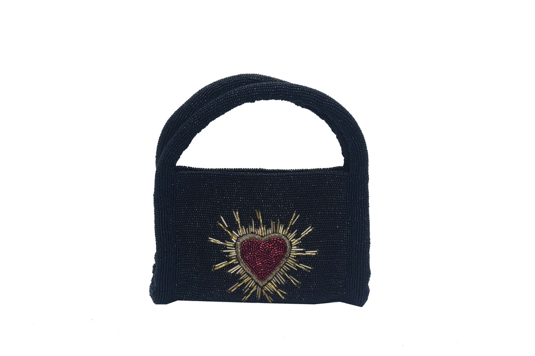 HEARTS BEADED BARREL BAG