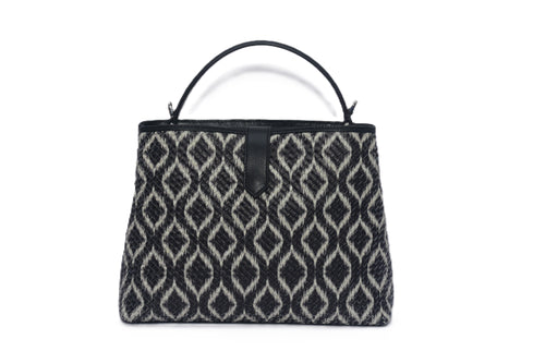 Leather Woven Ikat Handbag