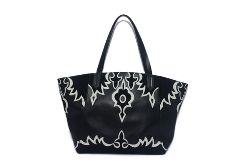 Leather Abstract Applique Large Tote