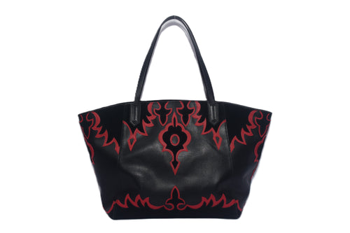 Leather Abstract Applique Large Tote