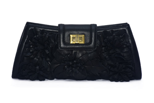 Leather Floral Clutch