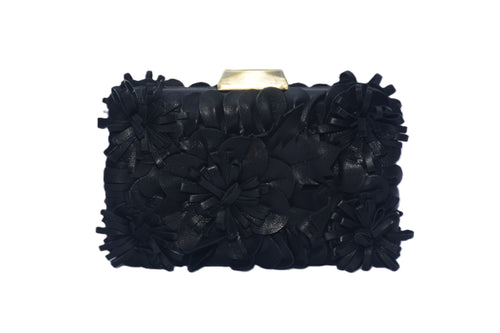 Leather Floral Box Clutch