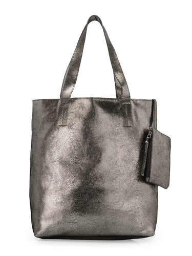 Pebble Foiled Unlined Shopper In Genuine Leather