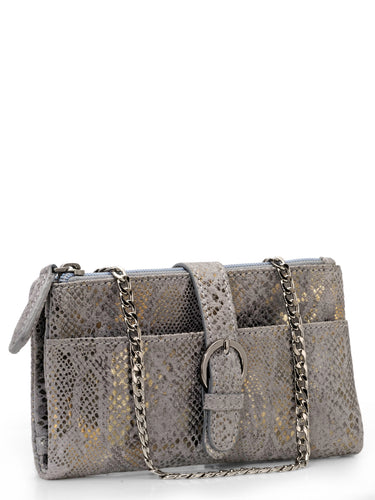 Foiled Snake Print Wallet Clutch