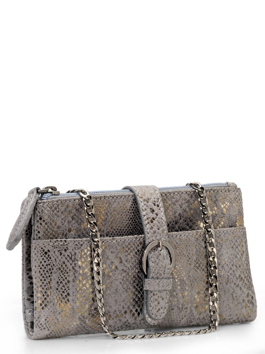Foiled Snake Print Wallet Clutch