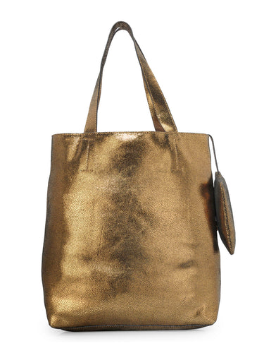 Pebble Foiled Unlined Shopper In Genuine Leather