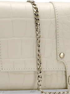 Croco Embossed Clutch In Genuine Leather