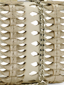 Twisted Weave Box Clutch In Genuine Leather