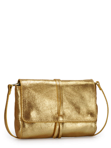 Glitter Cross-body Bag In Genuine Leather