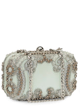 Load image into Gallery viewer, Stone Embellished Box Clutch In Genuine Leather