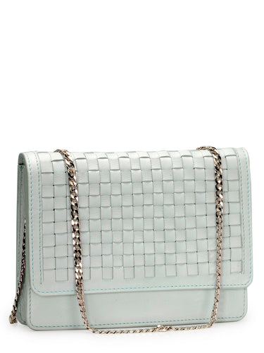 Woven Leather Crossbody With Chain