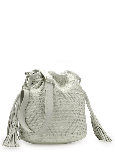 Diamond Weave Cinch Bag In Genuine Leather