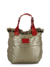 Load image into Gallery viewer, Faux Fur &amp; Croco Embossed Shopper with Leather Trims